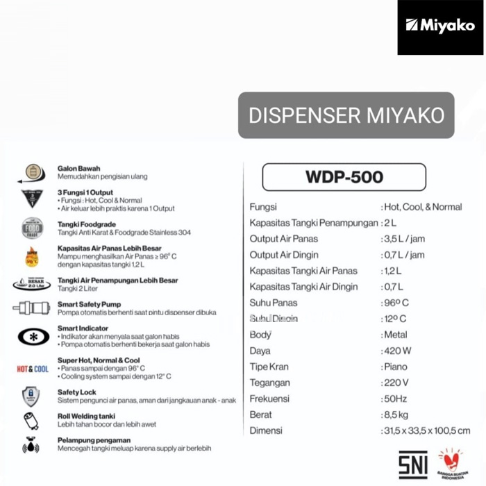 Miyako Dispenser Air Galon Bawah 3 in 1 - WDP500